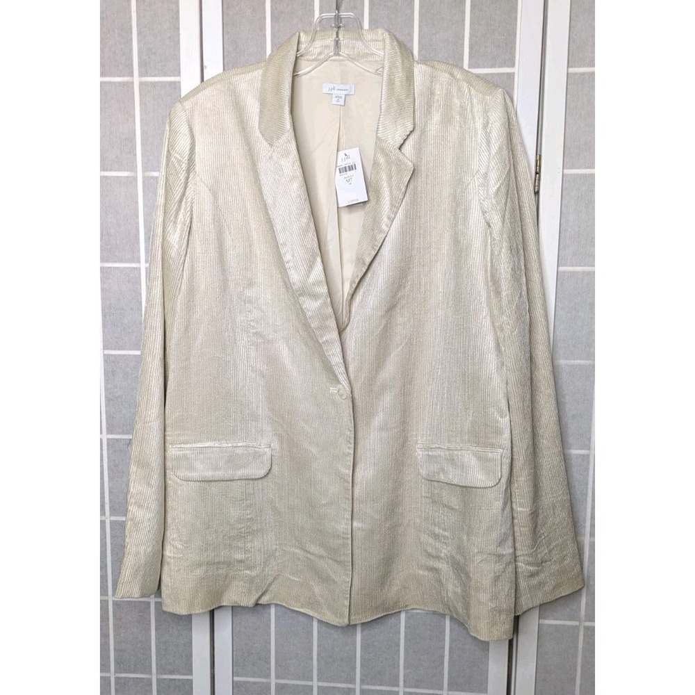 J Jill Womens Blazer Medium Tall NWT ($139) Ivory Barley Single Button‎ Corduroy